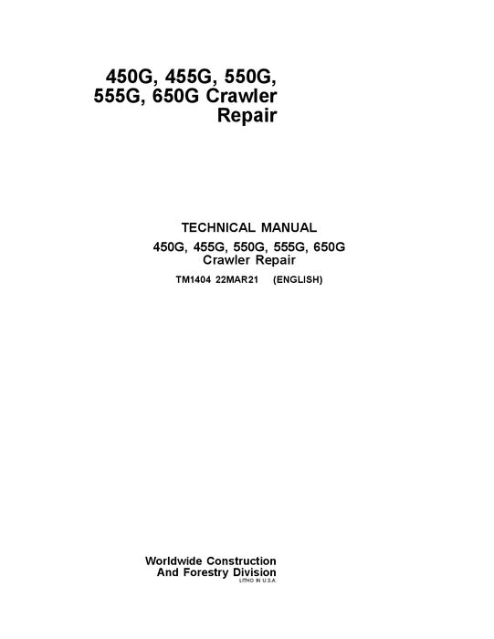 John Deere 450G 455G 550G 555G 650G Dozer Parts Catalog JD PC2154 Book